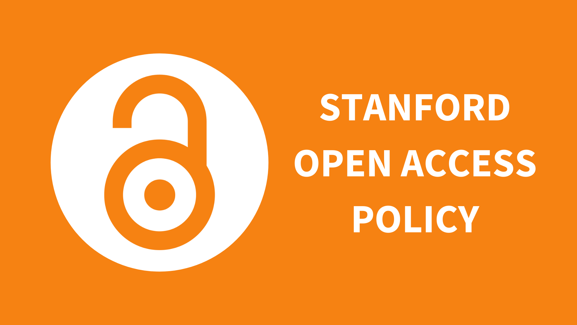 open access symbol on the orange background with "Stanford Open Access Policy"