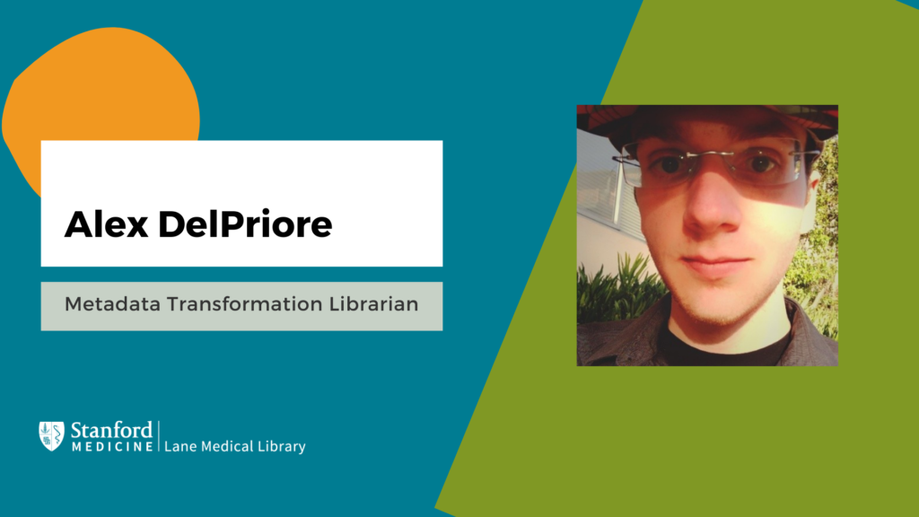 Portrait of Alex DelPriore, Metadata Transformation Librarian