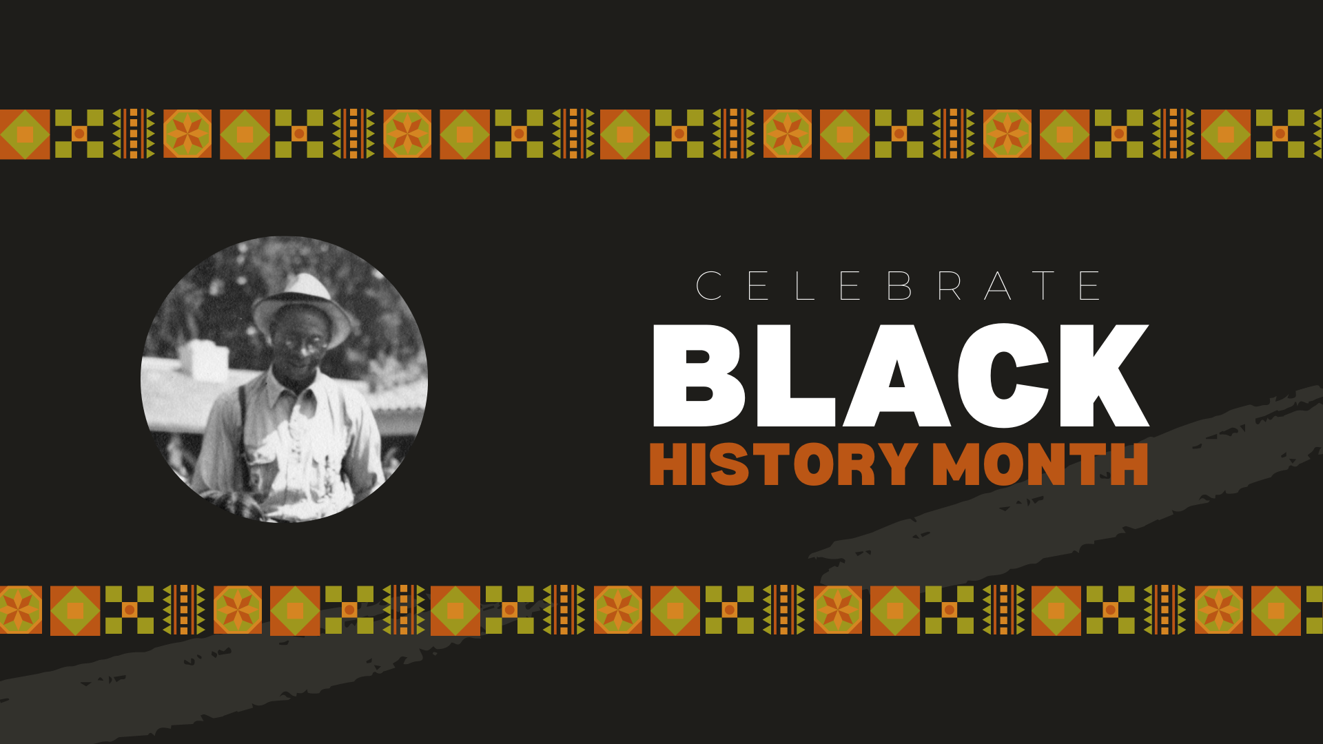 Photo of Sam McDonald on the black background with the text "Celebrate Black History Month"
