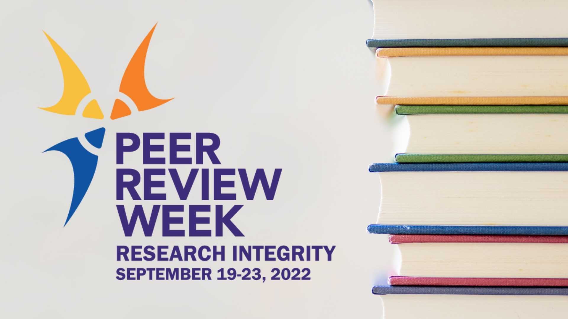 Peer Review Week logo with a slack of books
