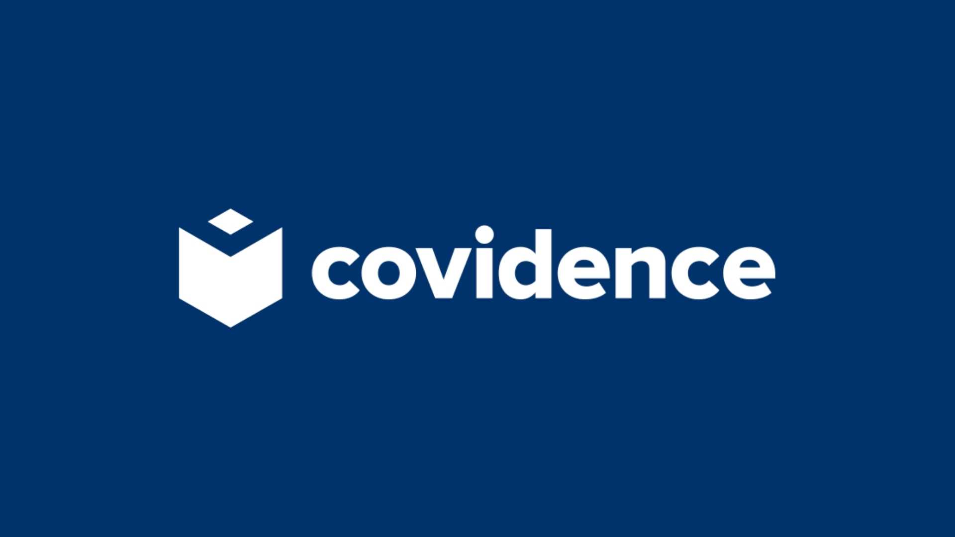 blue background with white covidence logo
