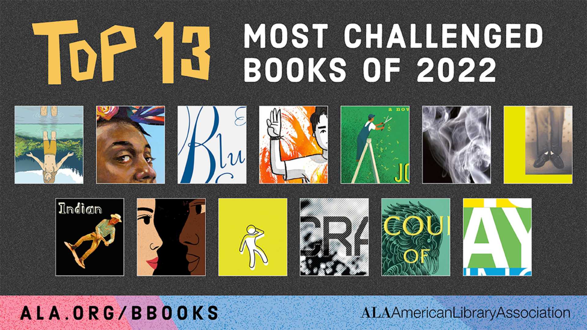 cover images of the 13 top challenged books of 2022