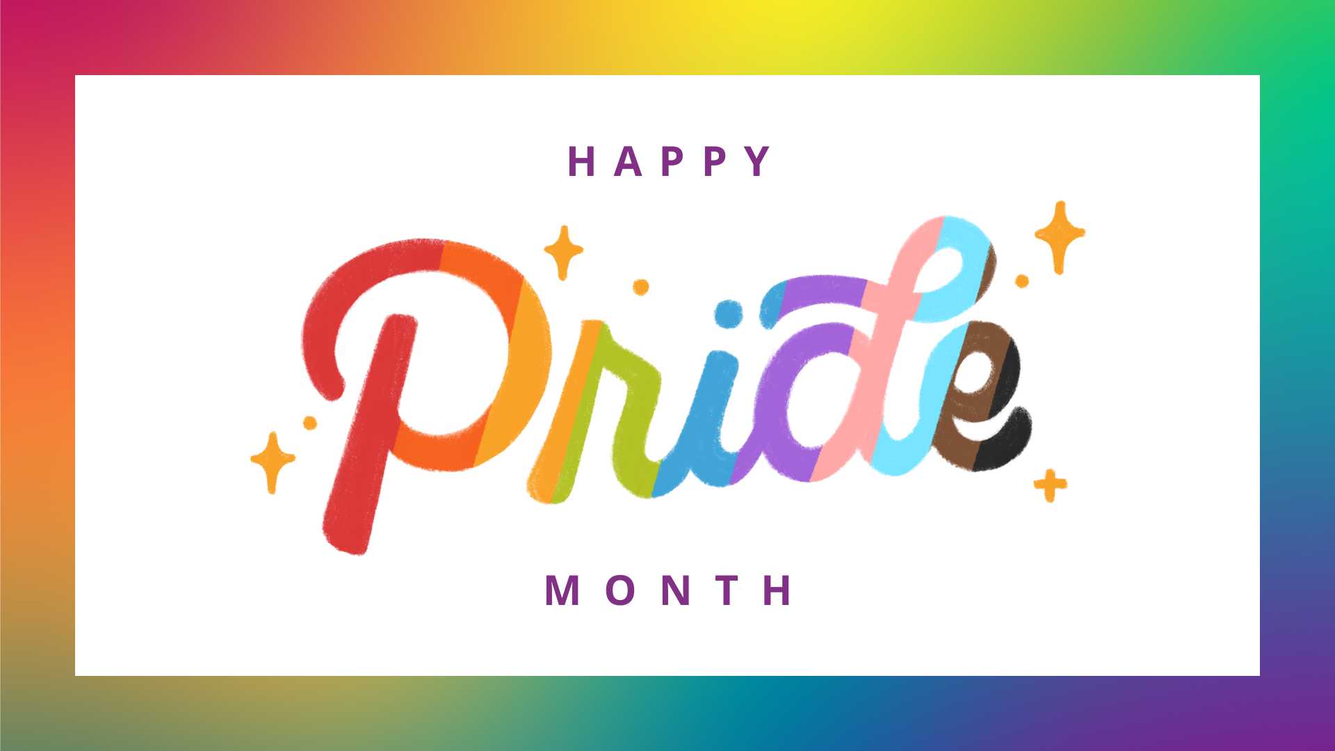 Stanford Medicine's Lane Medical Library celebrating Pride Month with a stylized text of 'Happy Pride Month'