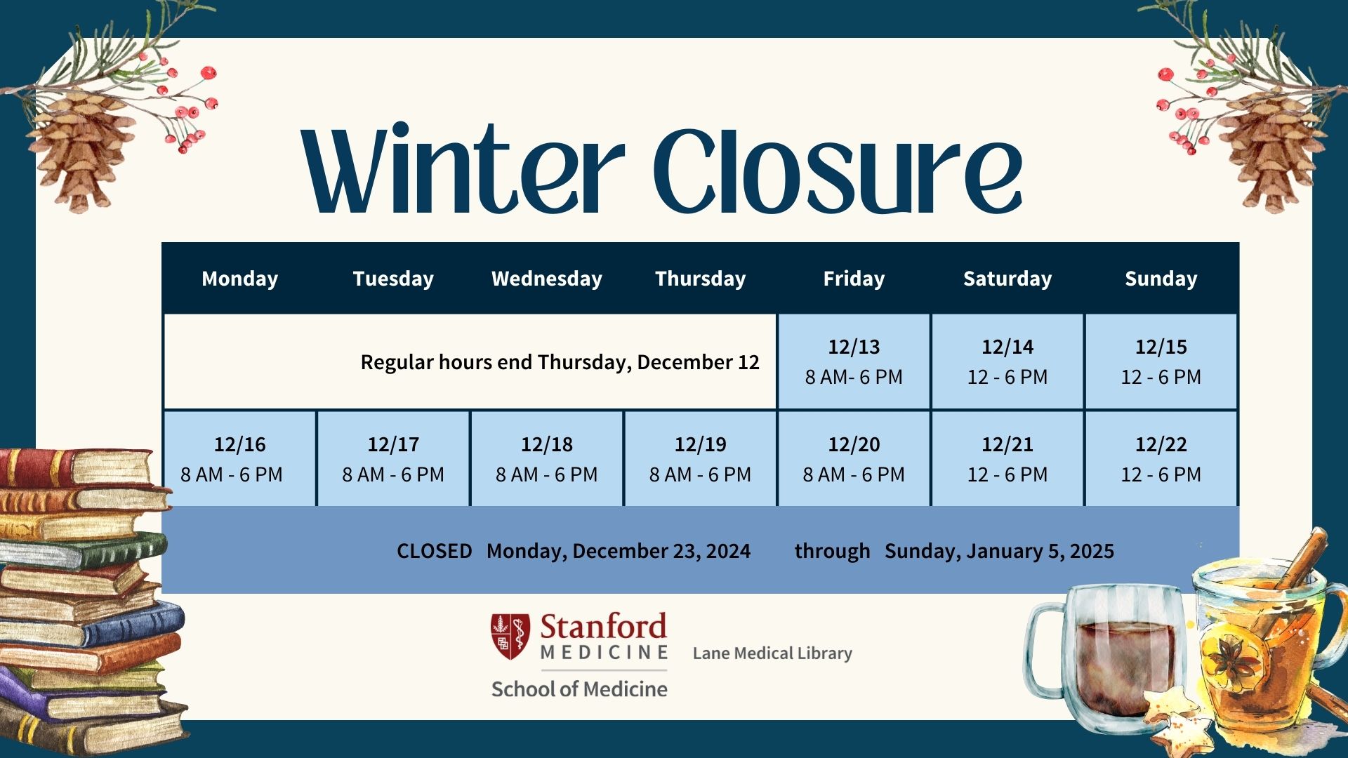 Announcing our Holiday Hours – 2024 | Lane Library Blog
