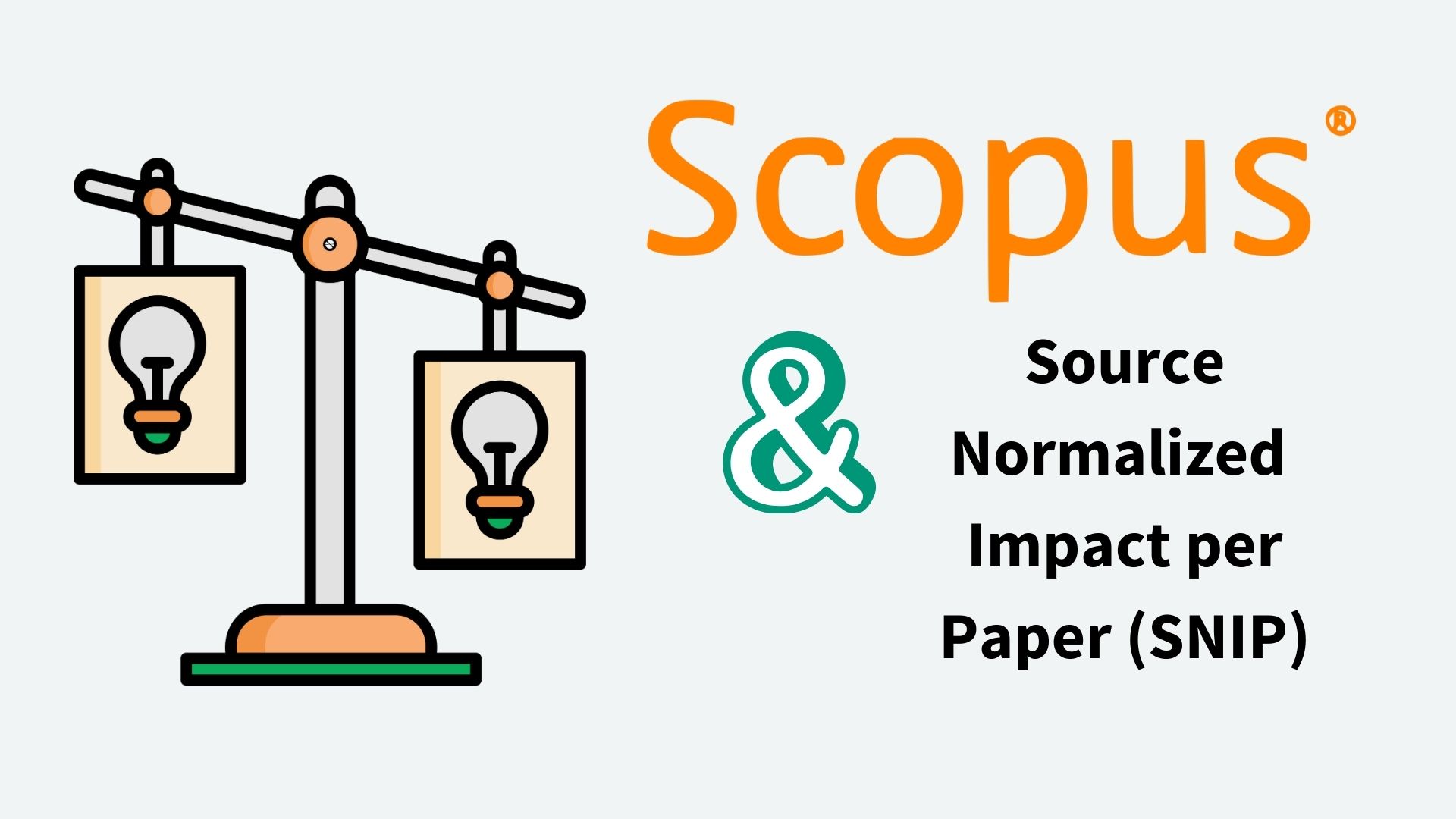 scale with lightbulbs to indicate ideas with the Scopus logo and SNIP