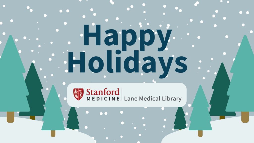 happy holidays with library logo and winter illustration
