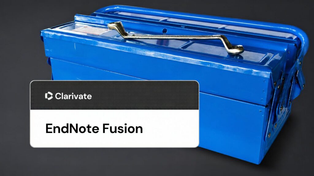 Endnote fusion logo with tool box in the background